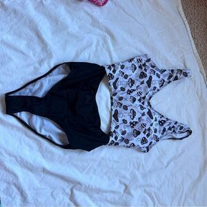 SHEIN Black and White Mushroom Print One Piece Swimsuit